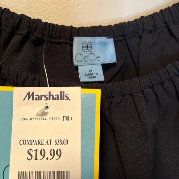 NWT CC off the shoulder black blouse with pearl detail on layered sleeve. Med. - Picture 4 of 5